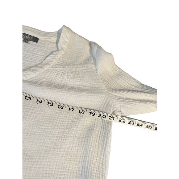 Marled white long sleeve quilted cotton top - M - Picture 6 of 7